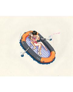 AMG-129 anime cel - Belldandy & Keiichi in Life raft OVA anime cel $129.99