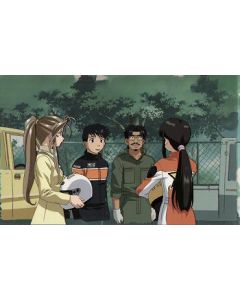 AMG-470 Belldandy, Morrigan & Keiichi With matching background - Ah My Goddess Movie anime cel $199.99