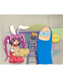 Digi-Charat60 Rabbi-en-Rose helps the manager at the GAMERS store With matching background - Digi-Charat anime cel $159