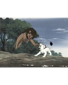 Kimba-01 - Kimba the White Lion Oversized Pan anime cel (Production background)